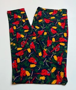 NEW LuLaRoe TC2 Leggings RED CARDINAL Berry CHRISTMAS BIRD Pine Tree BELL Holly - Picture 1 of 4