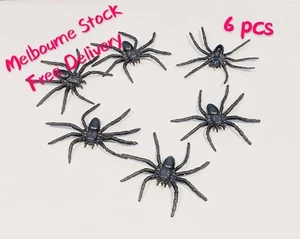 8pcs Halloween Decorative Spiders 6cm Small Black Plastic Fake Spiders Toys - Picture 1 of 2