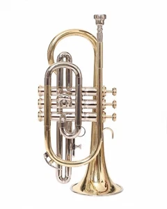 Bb CORNET NICKEL BRASS FINISH FREE HARD CASE+MOUTHIPIECE+FAST SHIP - Picture 1 of 5