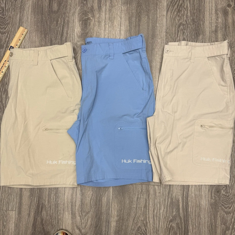 Lote de 3 pares de pantalones cortos de tabla de pesca ventilados Huk Next Level Performance para hombre talla XXL Foto 1 de 4