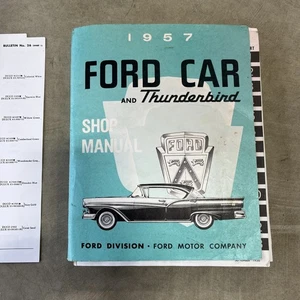 ORIGINAL 1957 FORD CAR AND THUNDERBIRD SHOP MANUAL And ACME Color Chip Bulletin - Picture 1 of 6