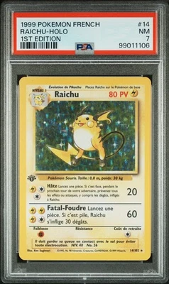 PSA 7 NM 1999 POKEMON FRENCH #14 RAICHU-HOLO 1ST EDITION BASE SET - Image 1 of 2