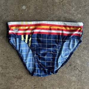 Vintage Speedo Herren Badeslip Futter Bikini Mehrfarbig Gittermuster Gr. 32 - Bild 1 von 6