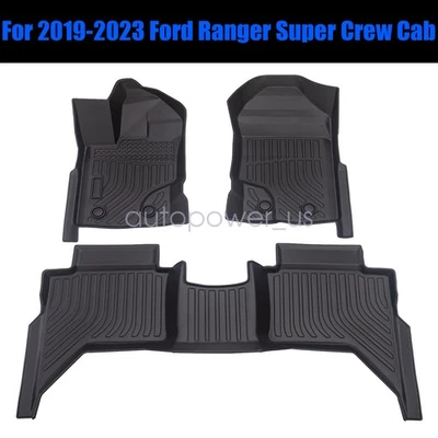 Juego de alfombrillas TPE delanteras y de segunda fila para Ford Ranger SuperCrew 2019-2023 Foto 1 de 4
