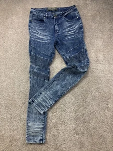 Denim & Nieten Skinny Jeans Herren 32 30x31 Ribbed Distressed Whiskered Hip Hop - Bild 1 von 17