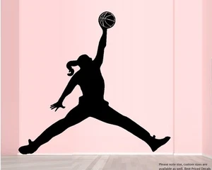 Calcomanía de pared o ventana de baloncesto Jump Girl ~ - Imagen 1 de 2