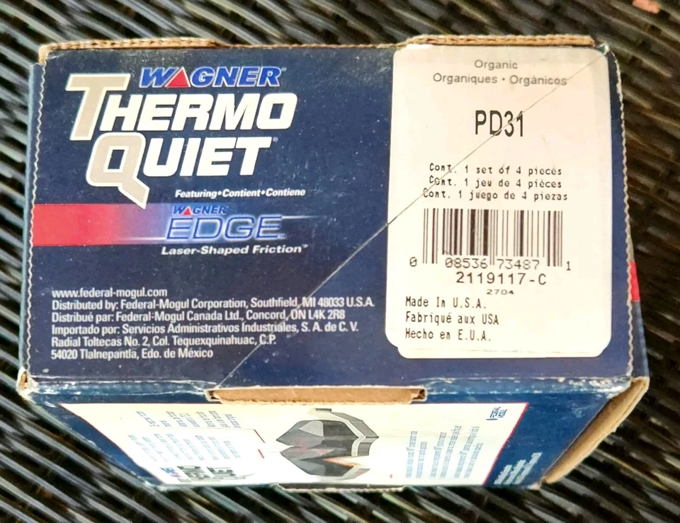 Pastilla de freno de disco Wagner ThermoQuiet Pad PD31 Mercedes 380SL NUEVA EN CAJA Foto 1 de 4