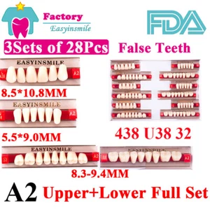 84Pcs A2 Dental DIY Acrylic Resin Denture False Teeth Upper Lower Full Set Shade - Picture 1 of 3