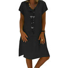 Plus Size Ladies Short Sleeve Loose Tunic Dress Casual Kaftan Baggy Shirt Dress