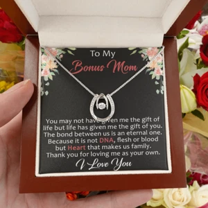 To My Bonus Mom Lucky In Love Necklace From Step Daughter, Mother's Day Jewelry - Picture 1 of 6