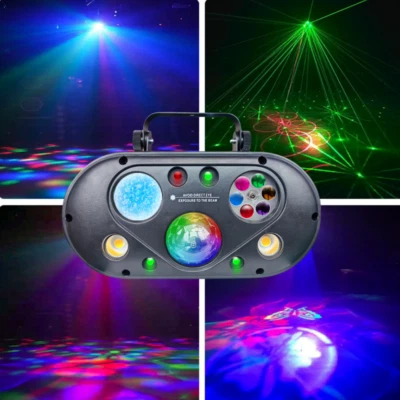 LED Gobo, Water Wave, Ball, Strobe, Laser 6in1 LED Effect Light Disco dj Lights - Image 1 of 4