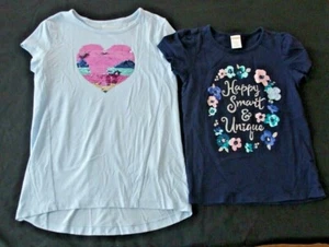 Gymboree 5 6 Girls Shirt LOT Sequin Hearts Happy Smart Unique Valentine's Day - Picture 1 of 2