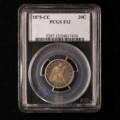 1875 CC CARSON CITY SILVER 20 CENT PIECE PCGS CERTIFIED F12 PROBLEM FREE — 第 1/2 张图片