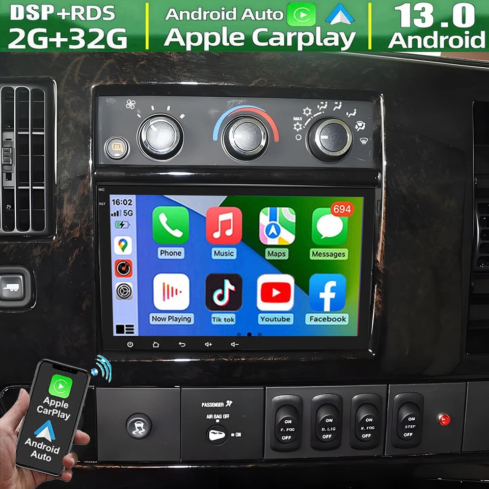 8" Car Stereo Radio For GMC Savana 2008-2024 Android 13 Carplay GPS Navi WIFI FM - Image 1 of 4