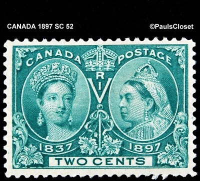 CANADA 1897 SC 52 QUEEN VICTORIA 2¢ GREEN MINT HINGE MARK OG F/VF - Image 1 of 2