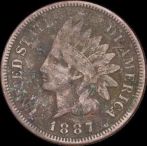 1887 1C Indian Head Cent Uncertified Circulated BN - Picture 1 of 2