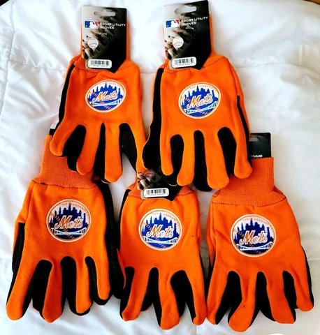 5 Pairs of New York Mets MLB Baseball Utility Gardening Gloves Cover