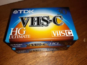 2 TDK VHS-C HG Ultimate 30 Camcorder Tape VHS-C BRAND NEW SEALED And Case! - Picture 1 of 3