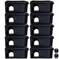 Roshield Black 10 Lockable Mice Bait Boxes - Holds Mouse Poison for Safe Control