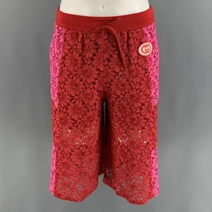 GUCCI GRÖSSE XS Rot Rosa Blumenmuster Viskose Schnürer Shorts - Bild 1 von 6
