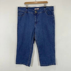 Avella Jeans Women 21 (W42 L23) Cropped Blue Denim High Waisted Zip Fly Casual - Picture 1 of 11