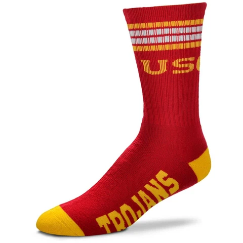 USC Trojans Red & Gold Deuce 4 Stripe Crew Socks Cover