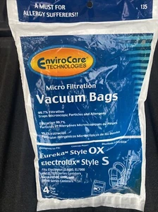 Electrolux Style S & Eureka Style OX Vacuums Bags By EnviroCare - 4 per pack - Picture 1 of 2