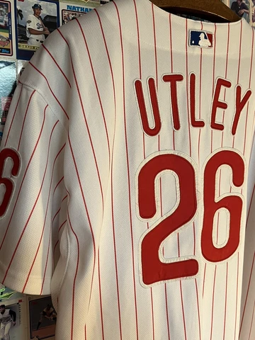 Chase Utley Philadelphia Phillies MLB Jersey #26 Majestic Cool Base Size 52 Cover