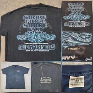 VTG Y2K USN United States Navy Submariners Thrashed T Shirt Mens XL 7.62 STAINED - Picture 1 of 13