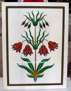 18'' Marble Table Top Inlay wall scenery decor side lapis malachite room - Picture 1 of 3