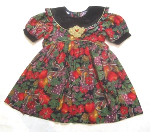 Rose Cottage Girls sz 4 Fancy Dress Bow Poinsettia Holiday Christmas Vtg 1980’s - Picture 1 of 12