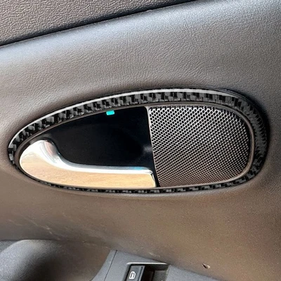 4x Carbon Fiber Interior Door Handle Panel Cover Trim For Seat Leon 2005-2012 - Image 1 of 4