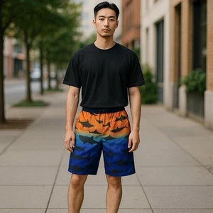 Tommy Bahama Boys Blue Orange Logo Beachwear Swim Trunks XL/18 Polyester New - Picture 1 of 6