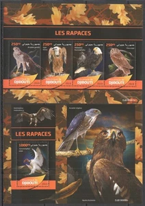 GS0562 2019 DJIBOUTI BIRDS OF PREY FAUNA #3267-70+BL1376 MNH - Picture 1 of 1