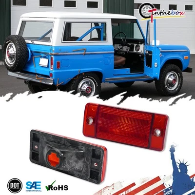 Fits For 1970-72 Ford F100 F250 F350 Pickup Red Lens Rear Marker Lights Housings - Image 1 of 4