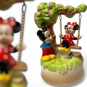 Rare DISNEY Mickey & Minnie Mouse On A Swing Porcelain Musical-Vintage 90s Japan - Bild 1 von 15