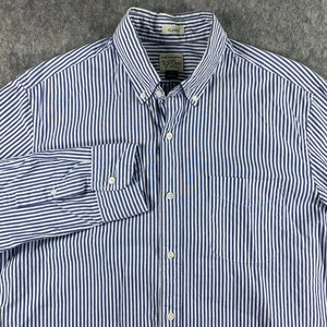 J Crew Secret Wash Button Down Shirt Men's Medium Striped Blue Preppy - Picture 1 of 4