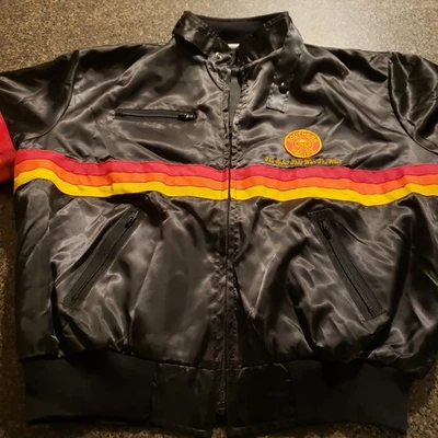 Southern Pacific Lines Railroad 复古复古尼龙夹克条纹布贴 80 年代 XL — 第 1/4 张图片