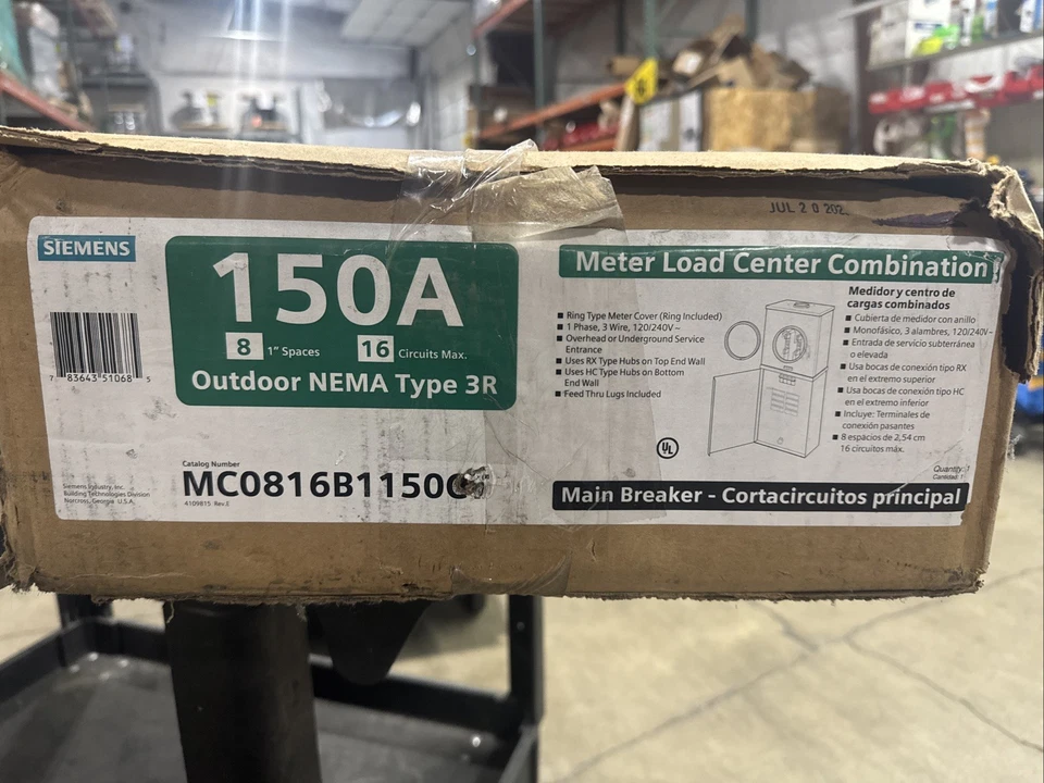 (C) SIEMENS MC0816B1150CT Meter Load Center 150A 8 Spaces 16 Circuits N3R⚡️ - Image 1 of 1