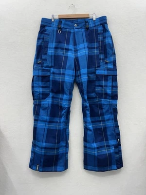 Pantalones de esquí snowboard Bonfire grandes azules a cuadros impermeables aislados para hombre Foto 1 de 4