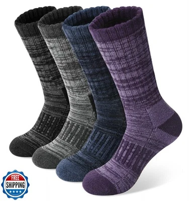 Justay 4 Pares Calcetines de Lana Merino para Mujer, Senderismo Térmico Cálido Invierno Acogedor T Foto 1 de 4