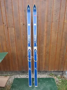 Vintage Holz 75" lange blaue Farbe Schnee Ski mit Kabelbindung - Bild 1 von 3
