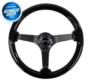 NRG Steering Wheel 350MM ST-036BK-BK 3" Deep Black Grip w/ Matte black Spokes - Picture 1 of 3