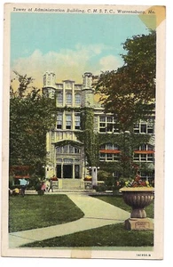 TURM des VERWALTUNGSGEBÄUDES Warrensburg MISSOURI Postkarte MO Leinen 1943 - Bild 1 von 2