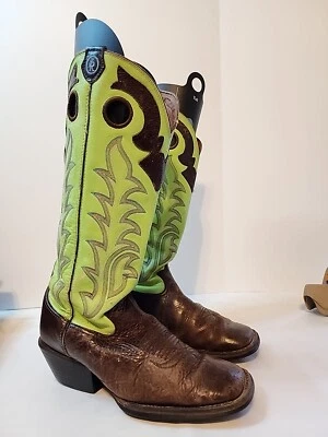 Botas vaqueras vintage Tony Lama verdes y marrones RR1006 para hombre EE. UU. 9,5 D Foto 1 de 4