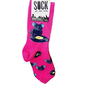 Sock It To Me Crew Women Boy Cat Scratch Vinyl Record Headphones Music NWT NEW - Picture 1 of 9
