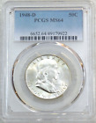 1948 D Franklin Half Dollar Pcgs Ms64 looks Fbl Bright with Frosty Luster #H912A