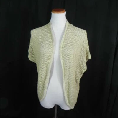 New THE LIMITED sz XS Gold Sparkle on Tan Open Front Cardigan SWEATER Shrug a7 - Image 1 of 4