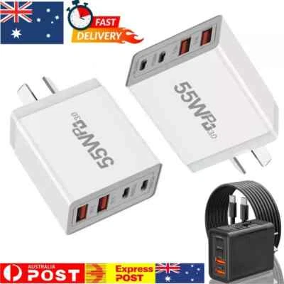 55W 4 Port USB-C PD Fast Charging Wall USB C Charger Power Adapter Type-C Brick - image 1 of 4