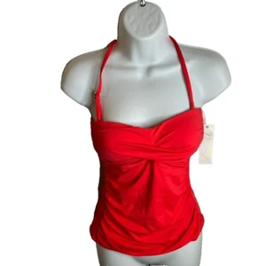 Anne Cole $60 Twist Front Padded Tankini Swim Top Size XS Coral - Picture 1 of 7